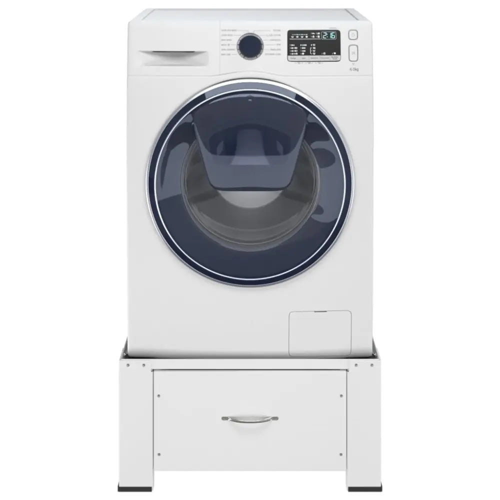 Wasmachine verhoger met witte voorlader wasmachine en lade voor extra opslag