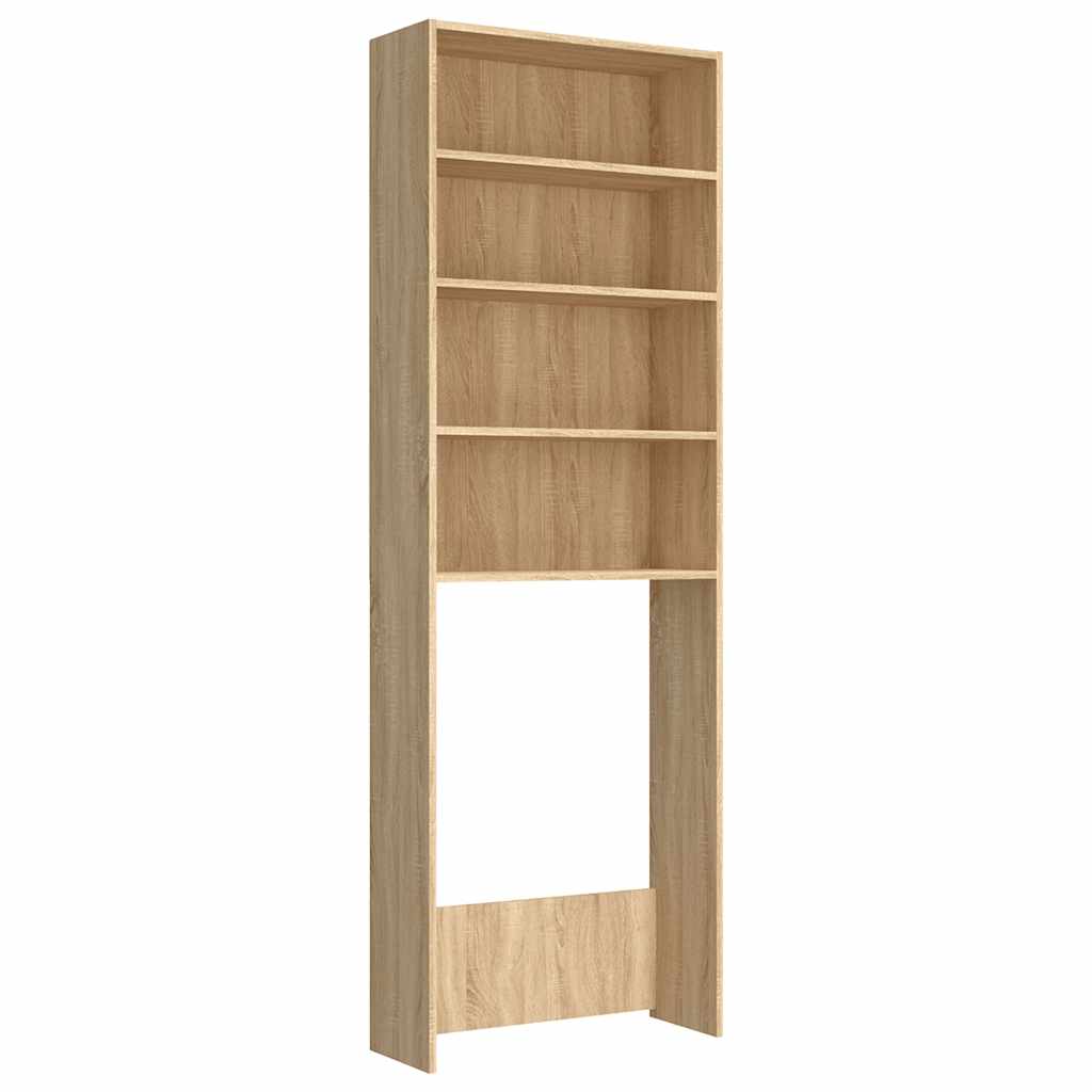 Wasmachinekast 64x24x190 cm wit en sonoma eikenkleurig