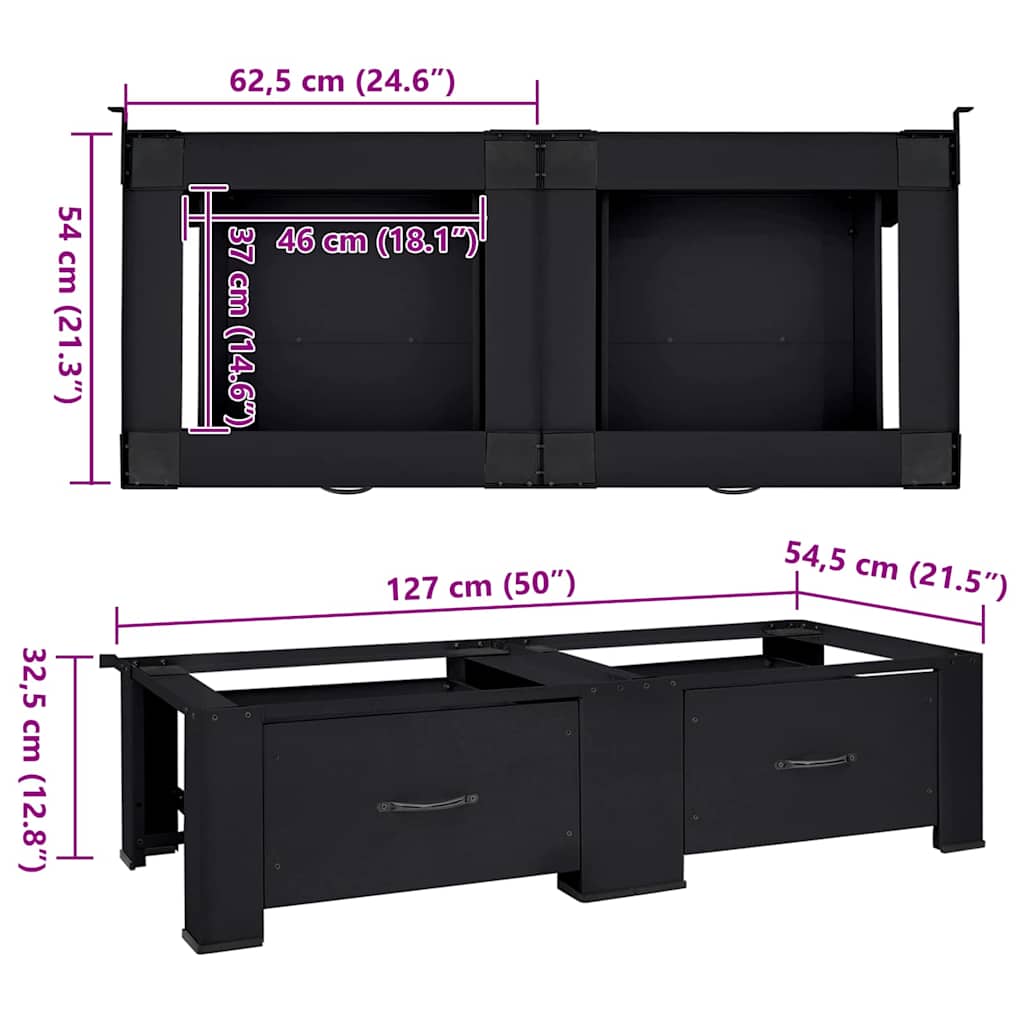 Wasmachine Pedestal 2 pcs Zwart 127 x 54,5 x 32,5 cm Staal
