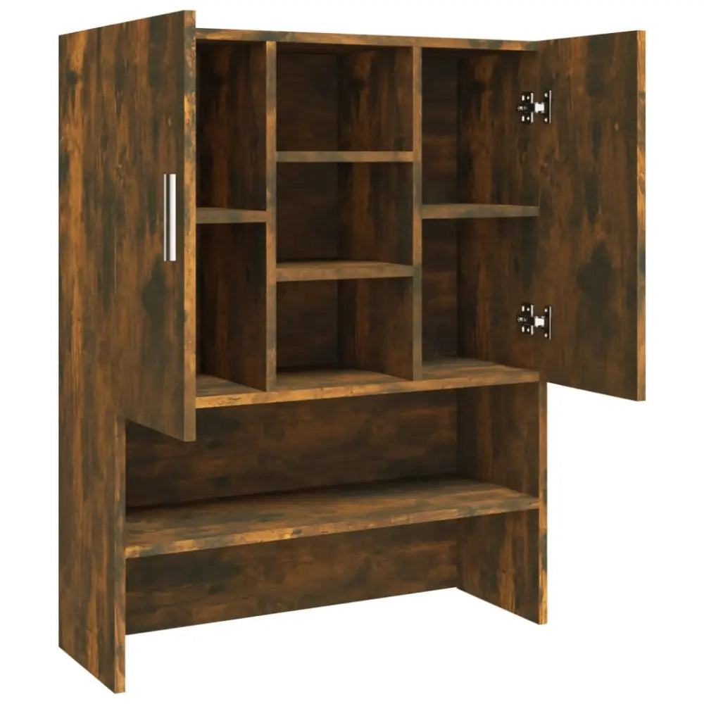bruin houten kast open deuren - Wasmachine boven kast 70,5x25,5x90 cm gerookt eikenkleurig