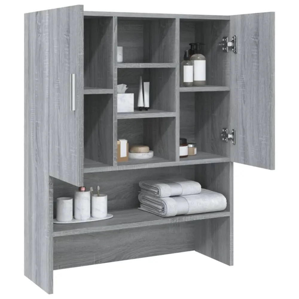grijs houten badkamer kast - Wasmachine boven kast 70,5x25,5x90 cm grijs sonoma eikenkleurig