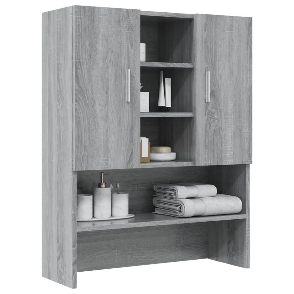 grijs houten badkamer kast - Wasmachine boven kast 70,5x25,5x90 cm grijs sonoma eikenkleurig