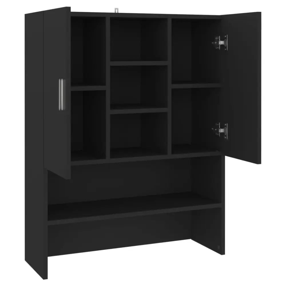 zwart opslag kast open deuren - Wasmachine boven kast 70,5x25,5x90 cm zwart