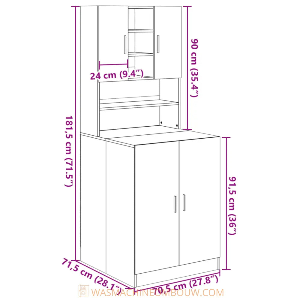 hoog opslag kast planken - Wasmachine en droger kast 2 st bewerkt hout sonoma eiken kleurig