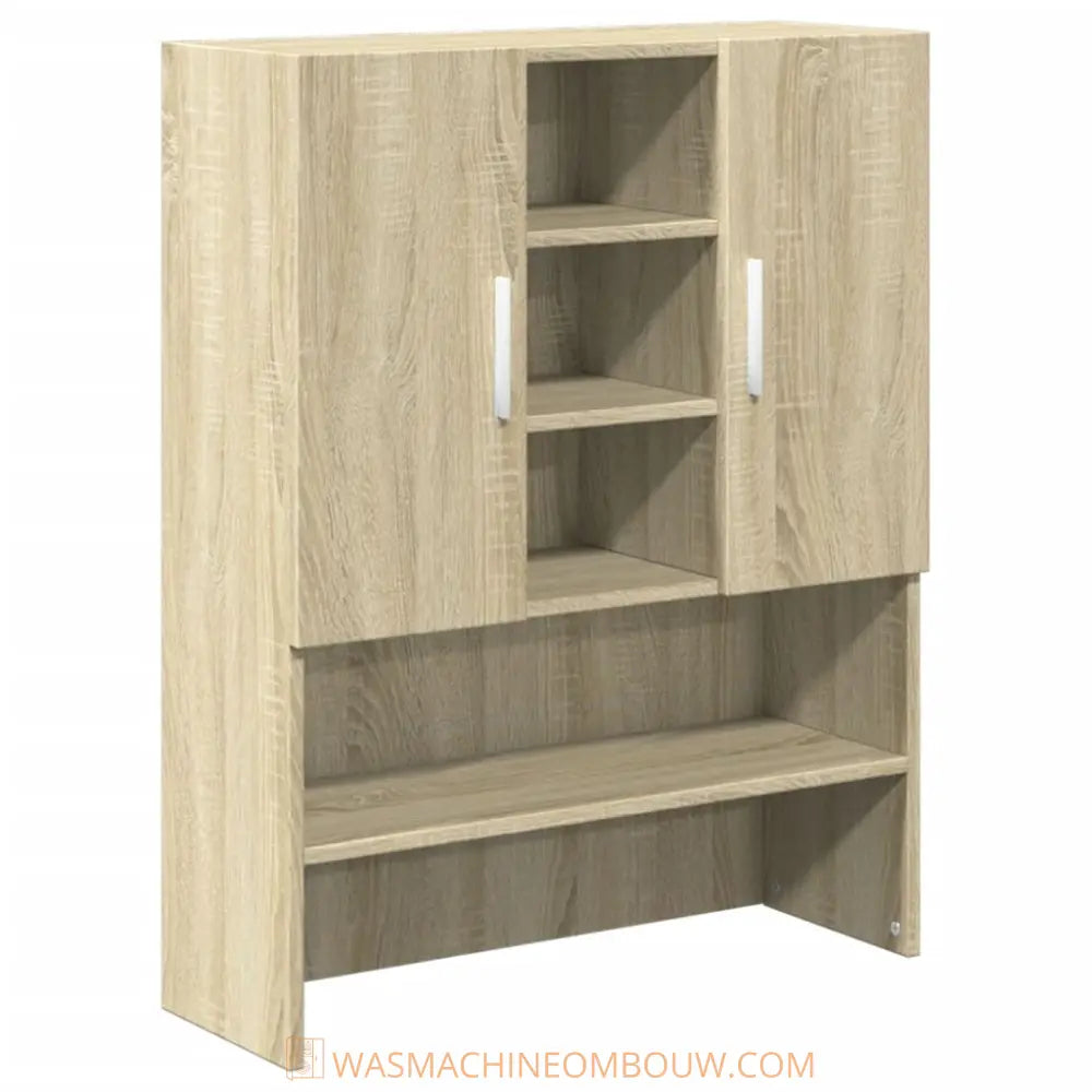 houten opslag kast deuren planken - Wasmachine en droger kast 2 st bewerkt hout sonoma eiken kleurig