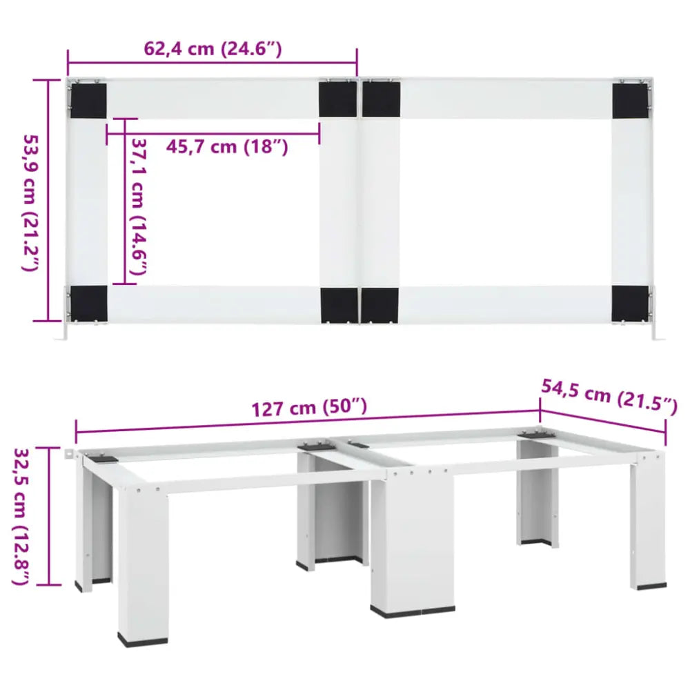 wit metaal tabel frame afmetingen - Wasmachine- en droger verhoger dubbel wit