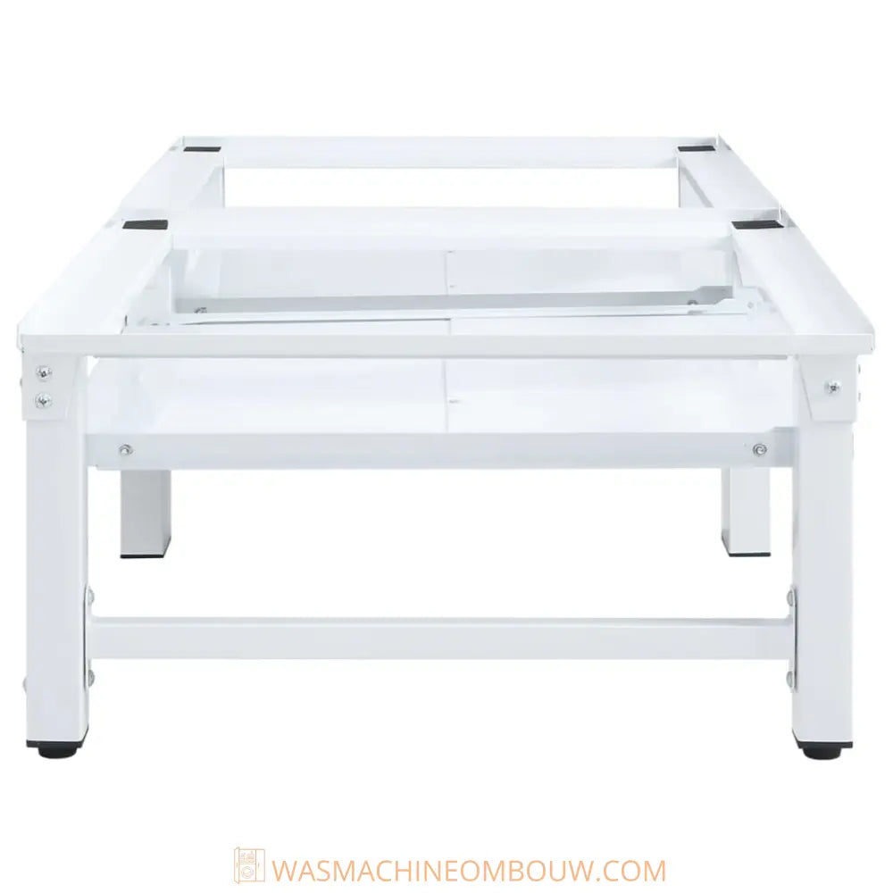 wit metaal tabel frame - wasmachine en droger verhoger met uittrekbare schappen wit