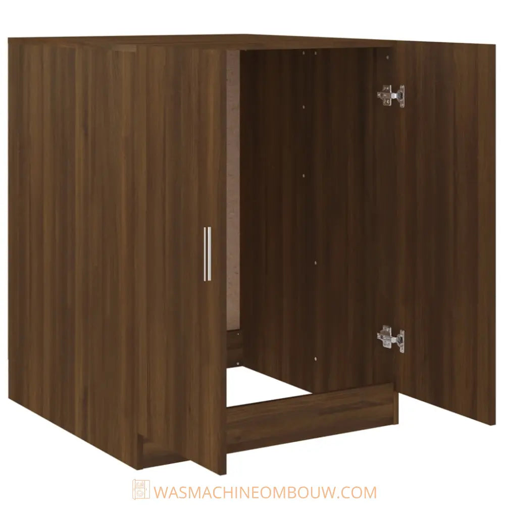bruin houten kast open deuren - Wasmachine kast bewerkt hout bruin eikenkleur