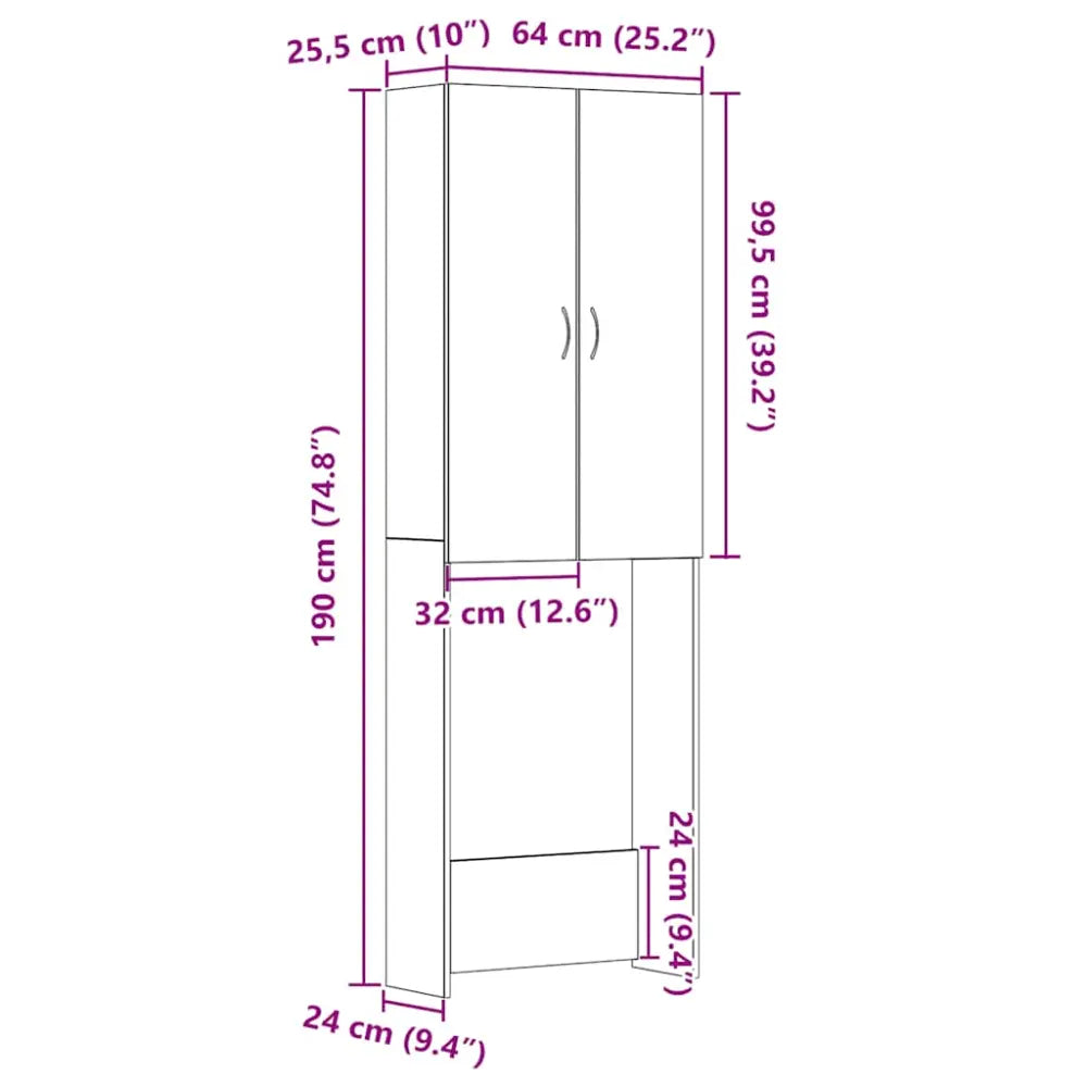 dimensionaal kast - Wasmachine kast bovendeuren zwart