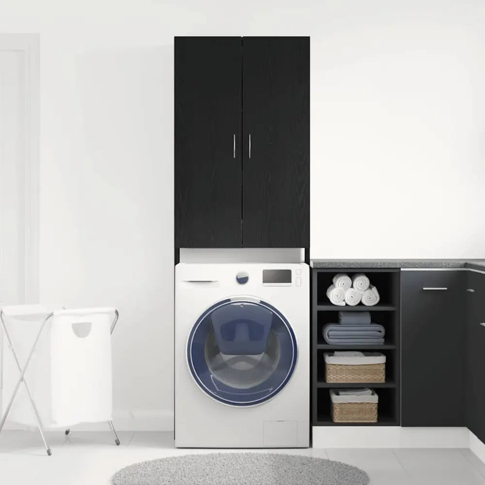 kamer zwart kasten wit machine - Wasmachine kast bovendeuren zwart