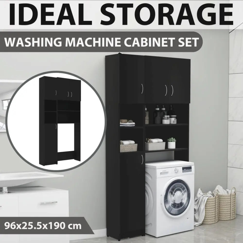 zwart machine kast stel in - Wasmachine kast groot zwart