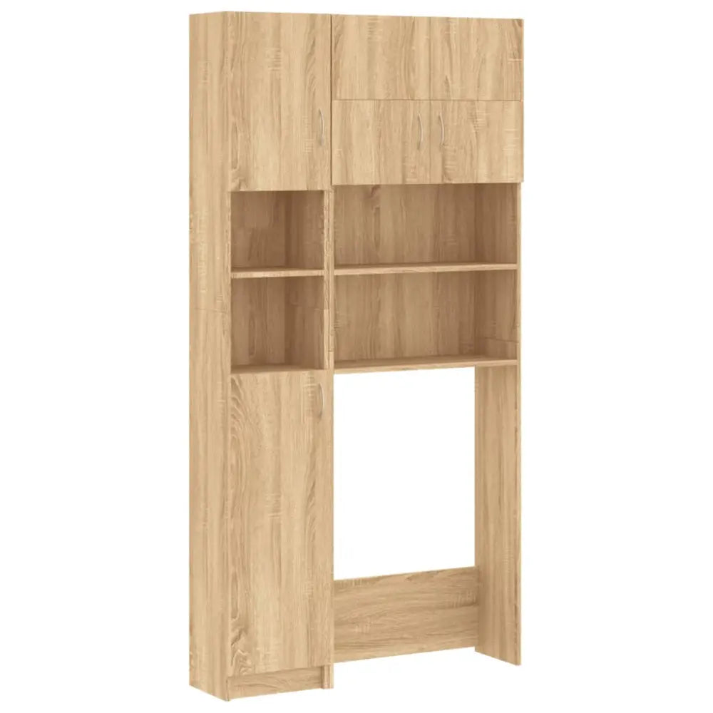 houten opslag kast - Wasmachine kast met bovenkast zij kast eiken