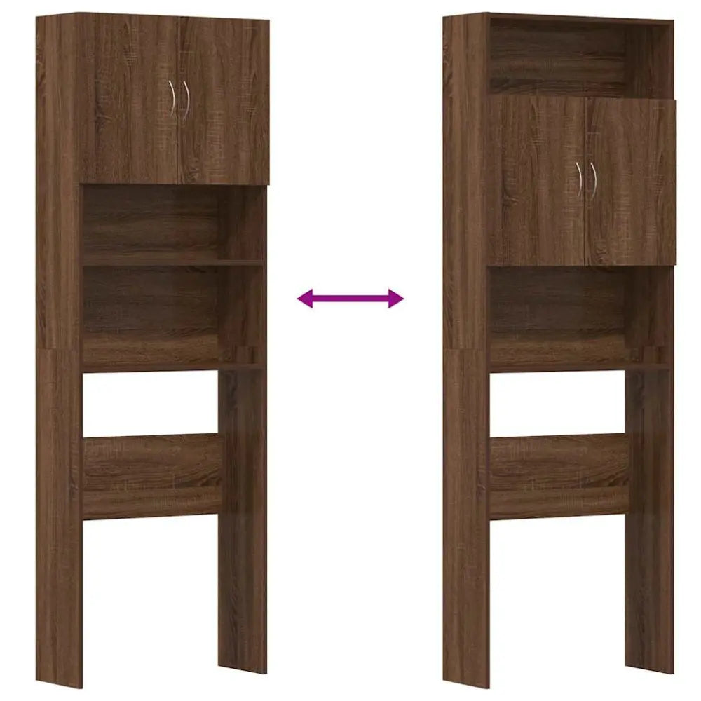bruin houten boven het toilet opslag eenheden - Wasmachine kast met deuren 64x24x190 cm bewerkt hout bruin eikenkleurig