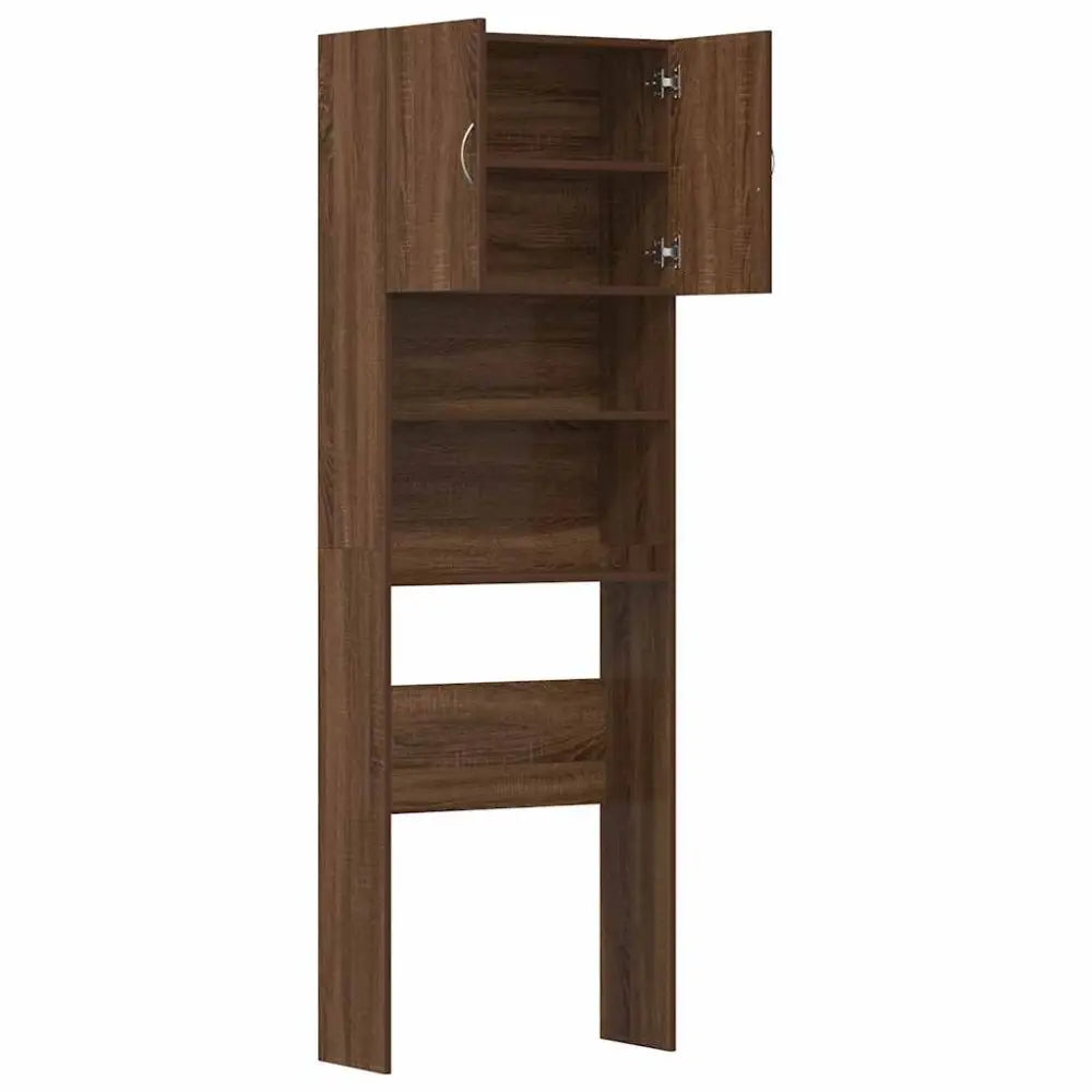 bruin houten boven het toilet opslag kast - Wasmachine kast met deuren 64x24x190 cm bewerkt hout bruin eikenkleurig