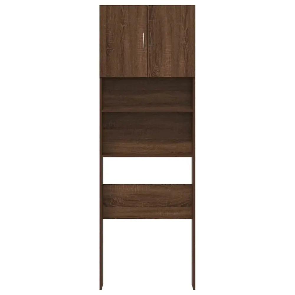 bruin houten opslag eenheid - Wasmachine kast met deuren 64x24x190 cm bewerkt hout bruin eikenkleurig