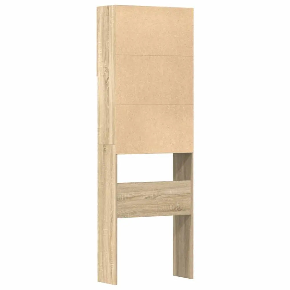 licht bruin houten kast - Wasmachine kast met deuren 64x24x190 cm bewerkt hout en sonoma eikenkleurig