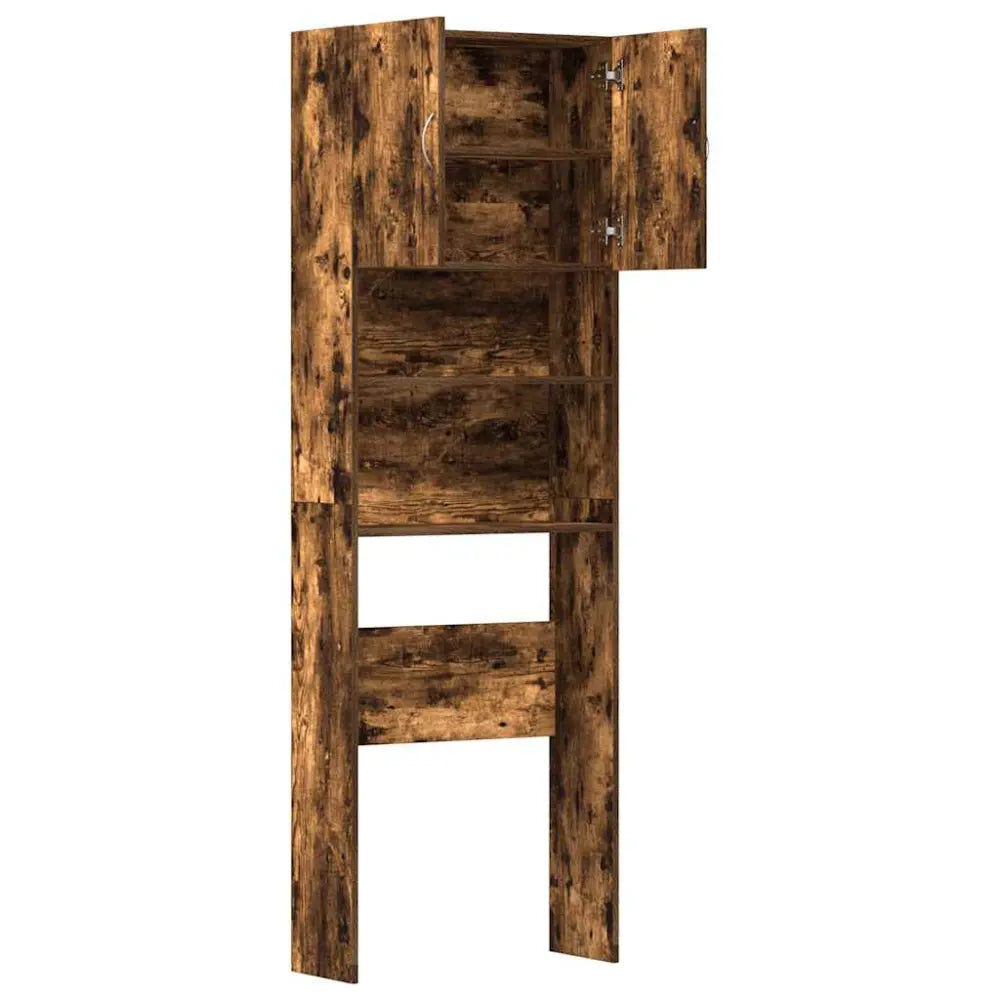 houten boven het toilet opslag kast - Wasmachine kast met deuren 64x24x190 cm bewerkt hout gerookt eikenkleurig
