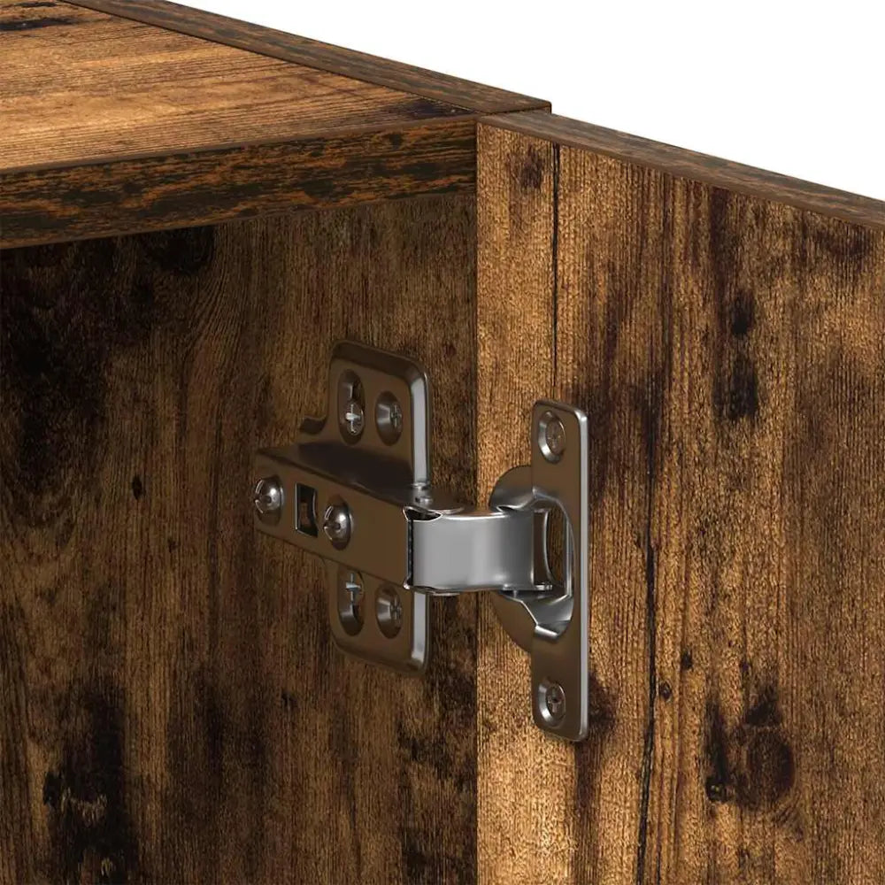 kast deur scharnier - Wasmachine kast met deuren 64x24x190 cm bewerkt hout gerookt eikenkleurig
