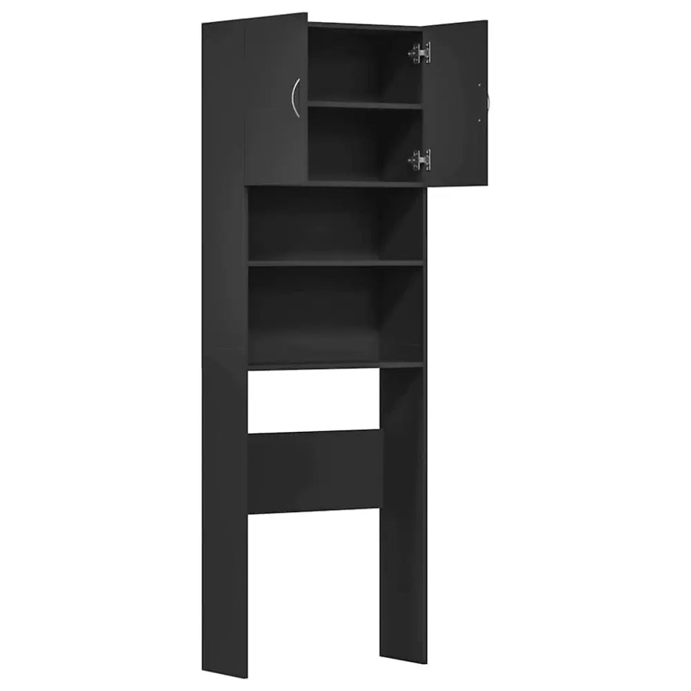 zwart boven het toilet opslag kast - Wasmachine kast met deuren 64x24x190 cm bewerkt hout zwart