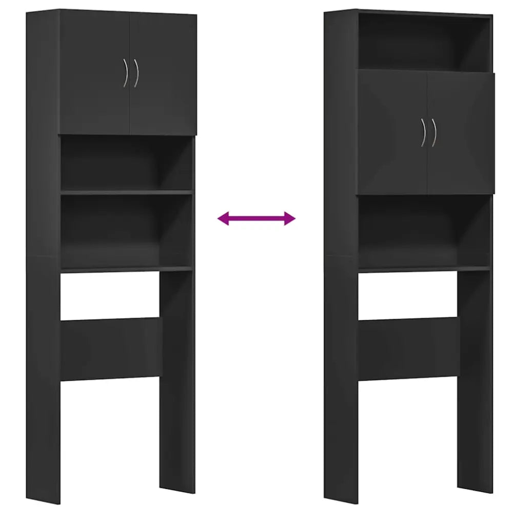 zwart boven het toilet opslag kasten - Wasmachine kast met deuren 64x24x190 cm bewerkt hout zwart