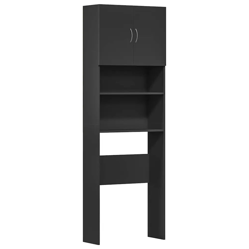 zwart boven het toilet opslag kast - Wasmachine kast met deuren 64x24x190 cm bewerkt hout zwart