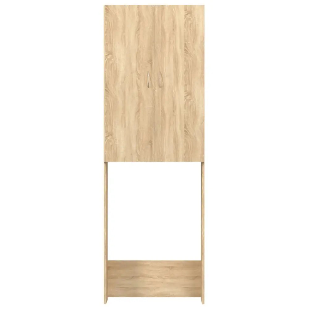 houten opslag kast - Wasmachine kast met opberg vak en deuren eikenkleurig