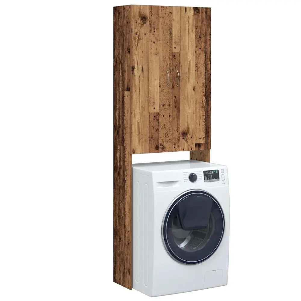 wit machine houten surround - Wasmachine kast met opberg vak en deuren oud houtkleurig