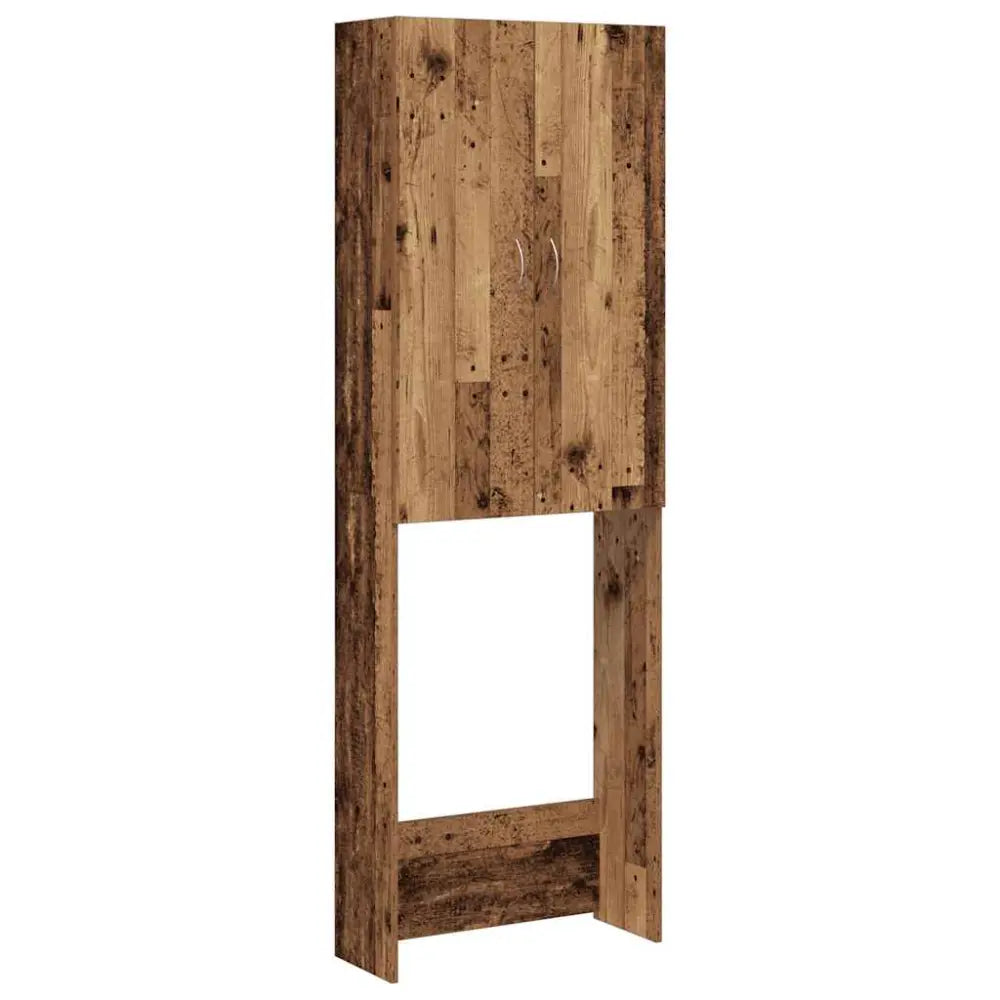 houten kast frame - Wasmachine kast met opberg vak en deuren oud houtkleurig