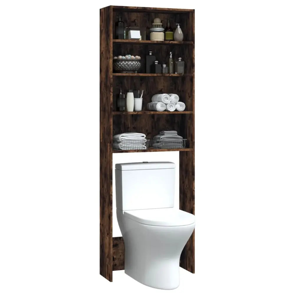 toilet boven het toilet eenheid - Wasmachine kast met vakken 64x24x190 cm gerookt eikenkleurig