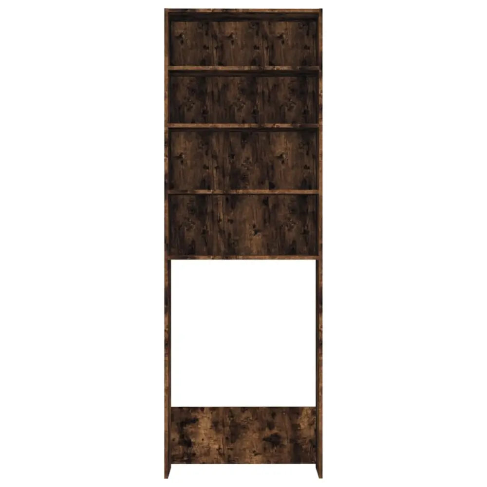 bruin houten eenheid - Wasmachine kast met vakken 64x24x190 cm gerookt eikenkleurig