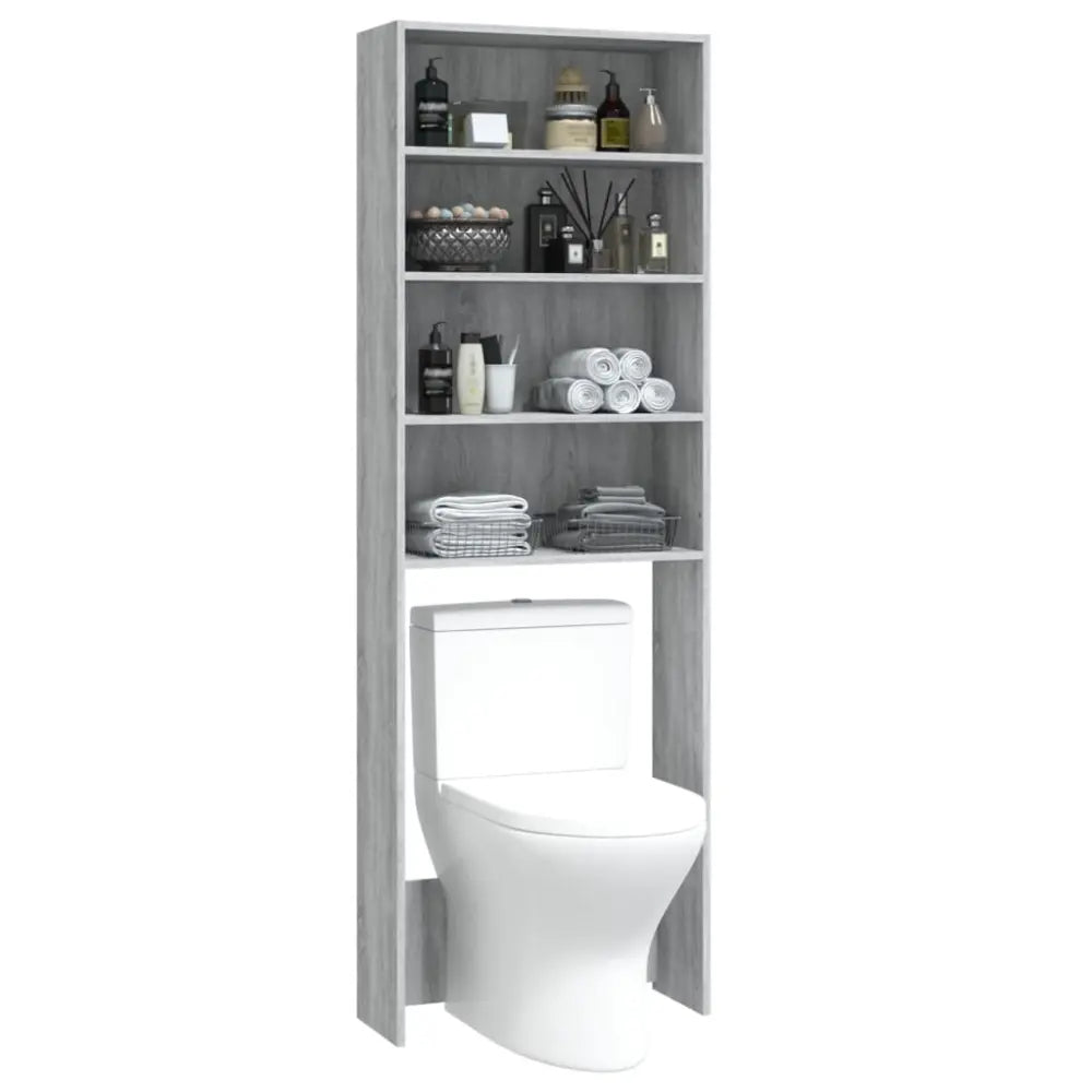 toilet boven het toilet eenheid - Wasmachine kast met vakken 64x24x190 cm grijs sonoma eikenkleurig