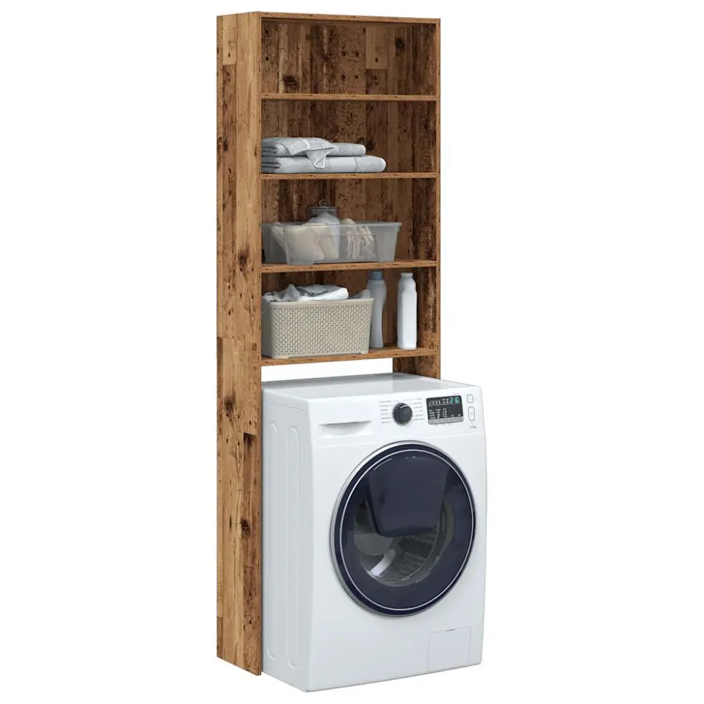 machine houten eenheid - Wasmachine kast met vakken 64x24x190 cm oud houtkleurig