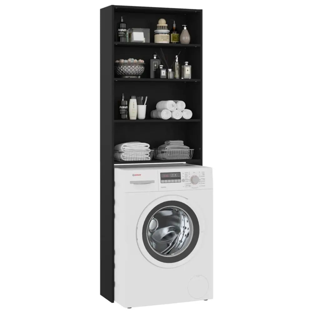 machine eenheid - Wasmachine kast met vakken 64x24x190 cm zwart