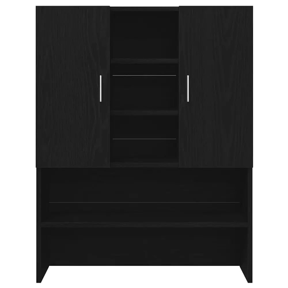 zwart houten kast planken - Wasmachine kast opbouw zwart