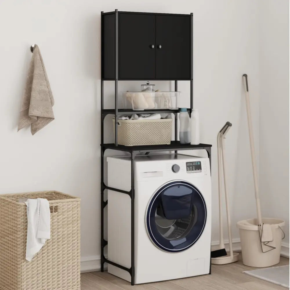 kamer organisatie - Wasmachine kast rek met deuren zwart