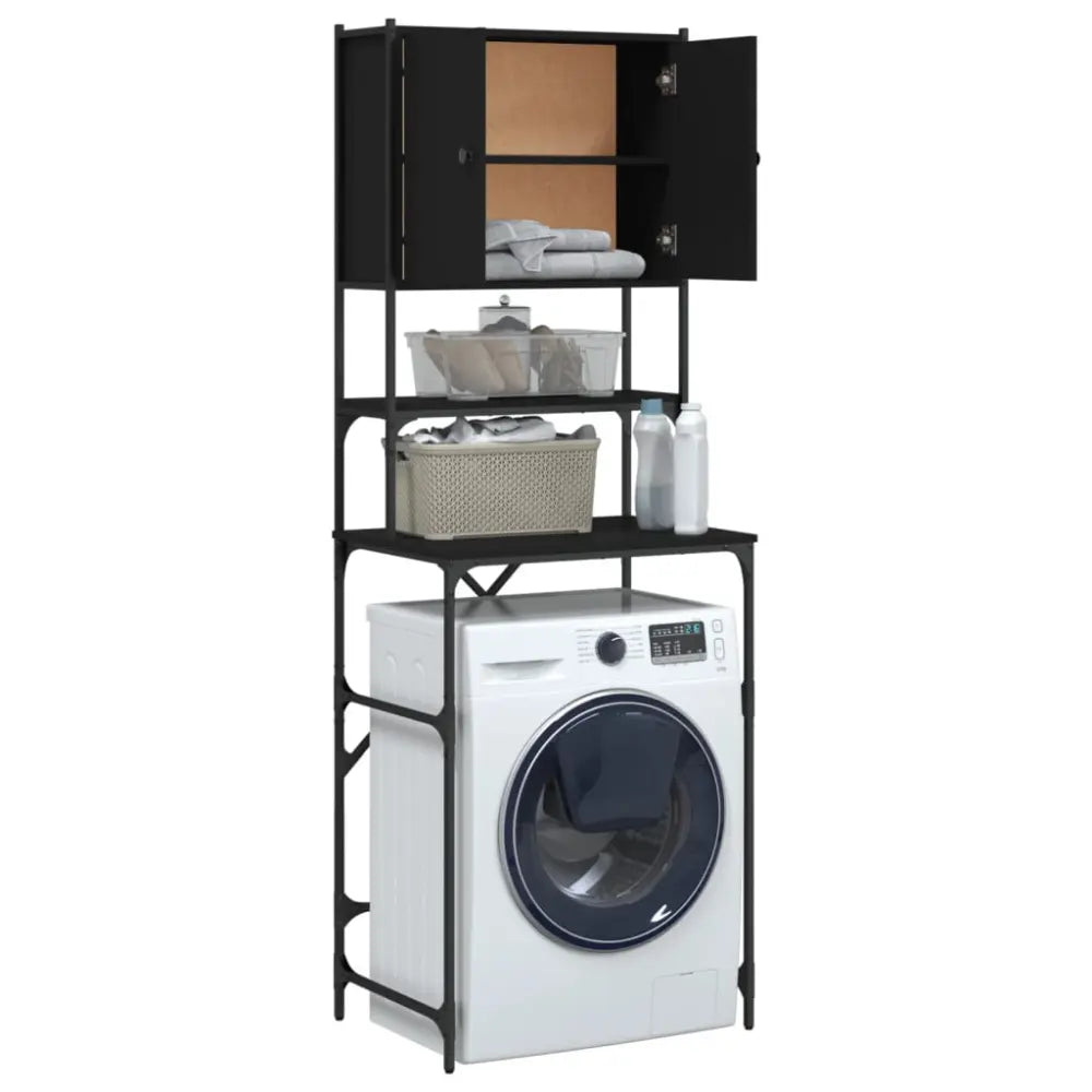 zwart schap kast - Wasmachine kast rek met deuren zwart