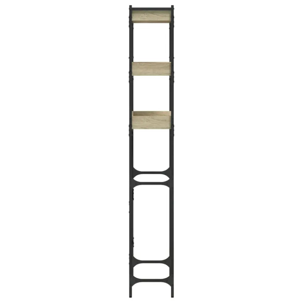 hoog smal zwart metaal eenheid - Wasmachine kast rek op berg vak boven hout sonoma eikenkleurig