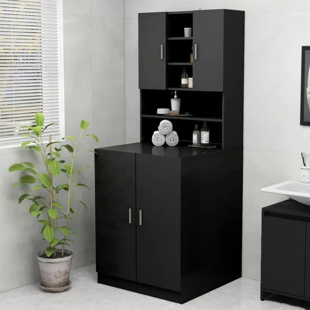 zwart badkamer kast opslag - Wasmachine kast zwart