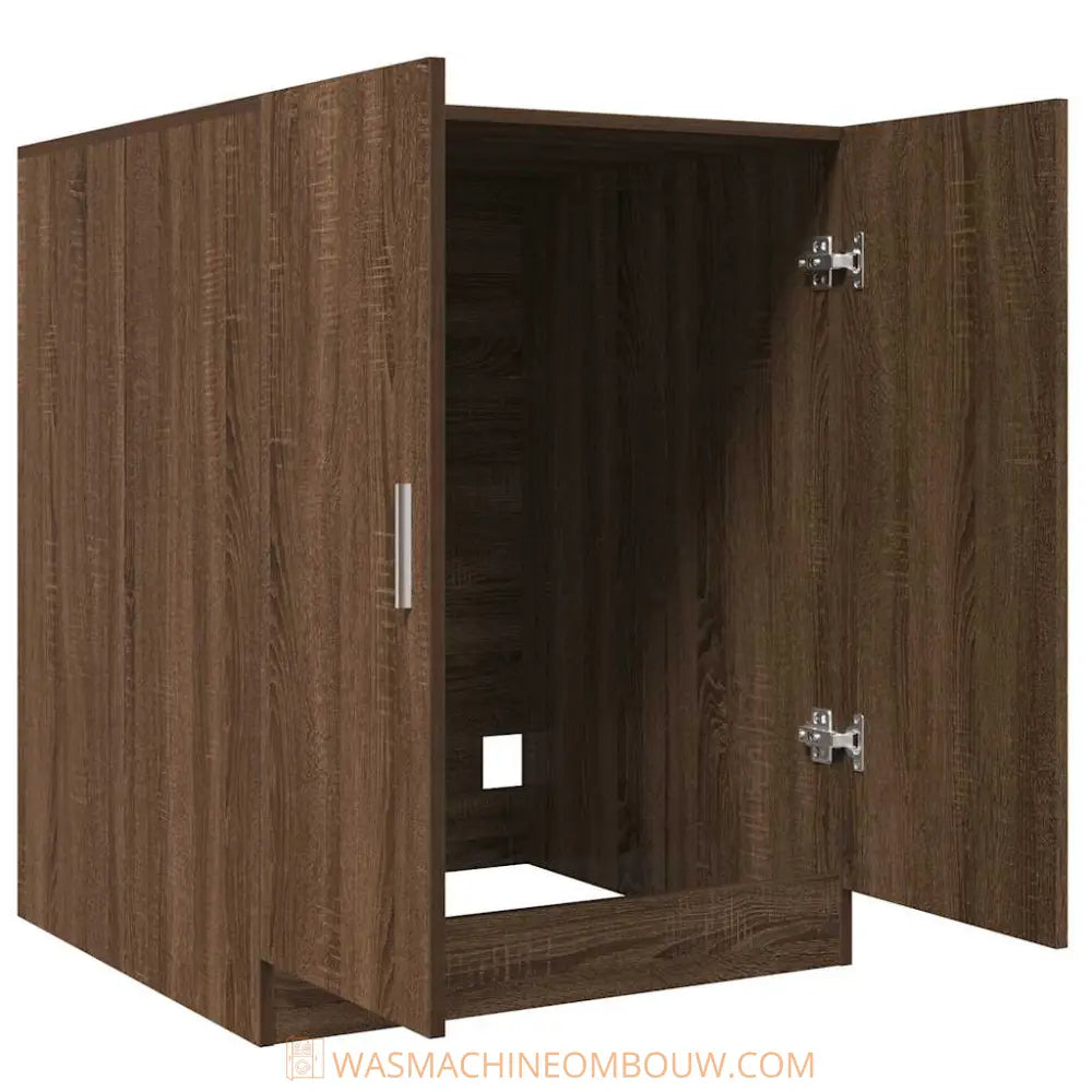 open bruin houten kast - Wasmachine ombouw bruin eiken
