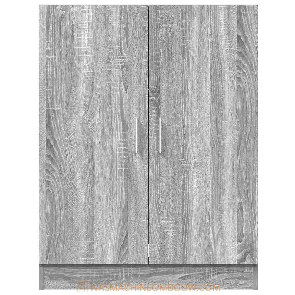 grijs houtnerf kast - Wasmachine ombouw bruin eiken kleurig