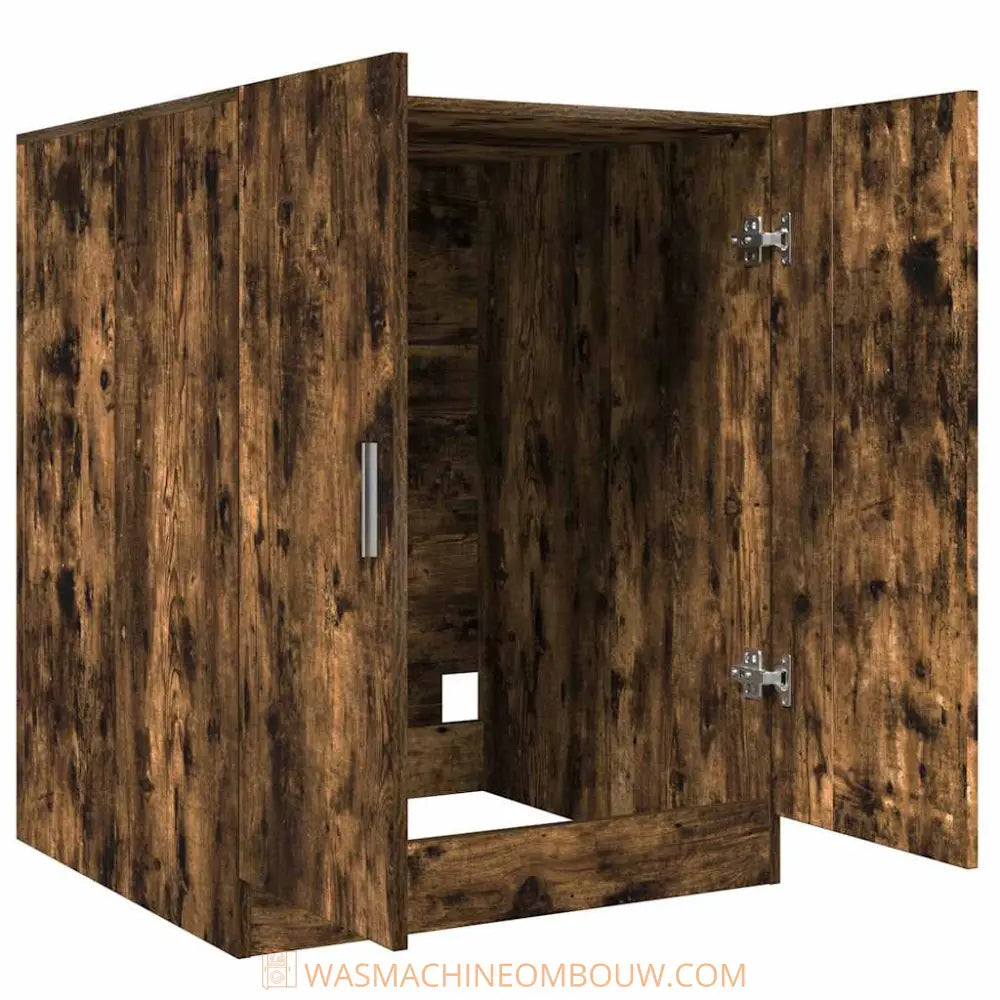 open rustieke stijl houten kast - Wasmachine ombouw gerookt eiken