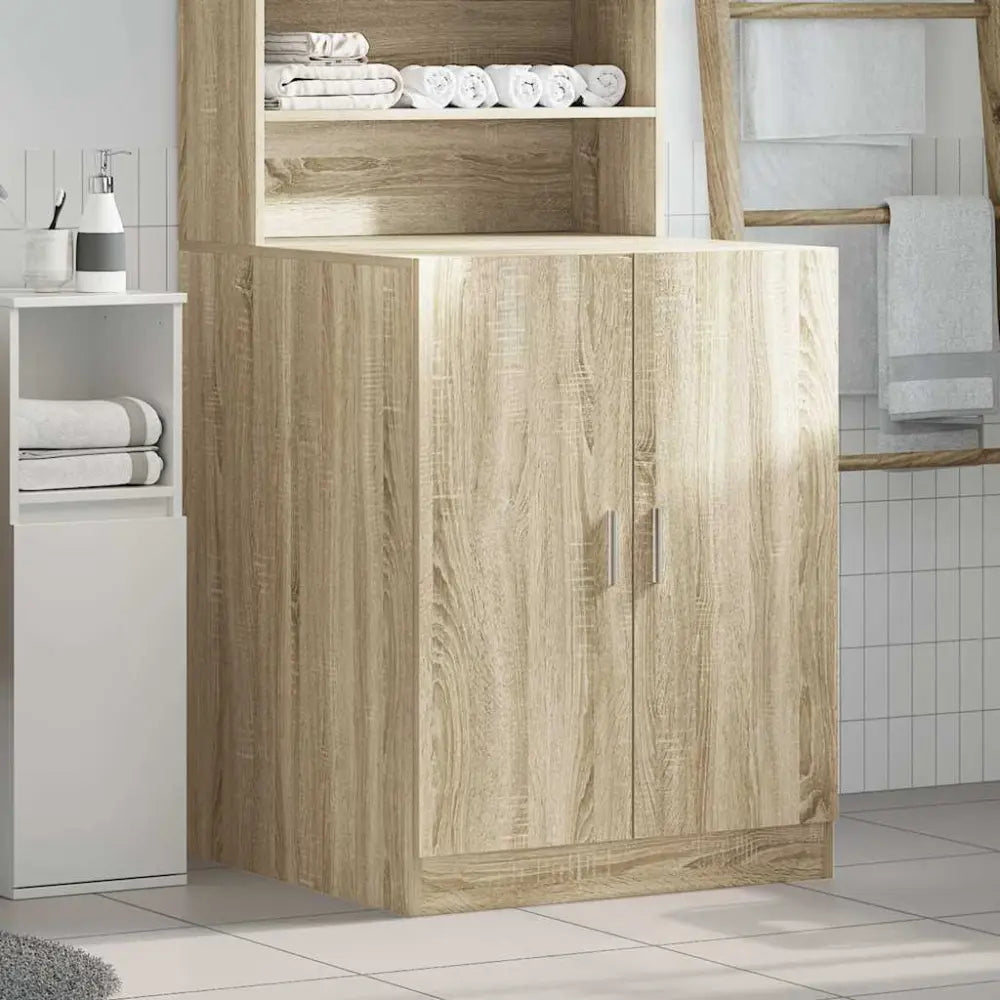 houten badkamer kast - Wasmachine ombouw kleur eiken