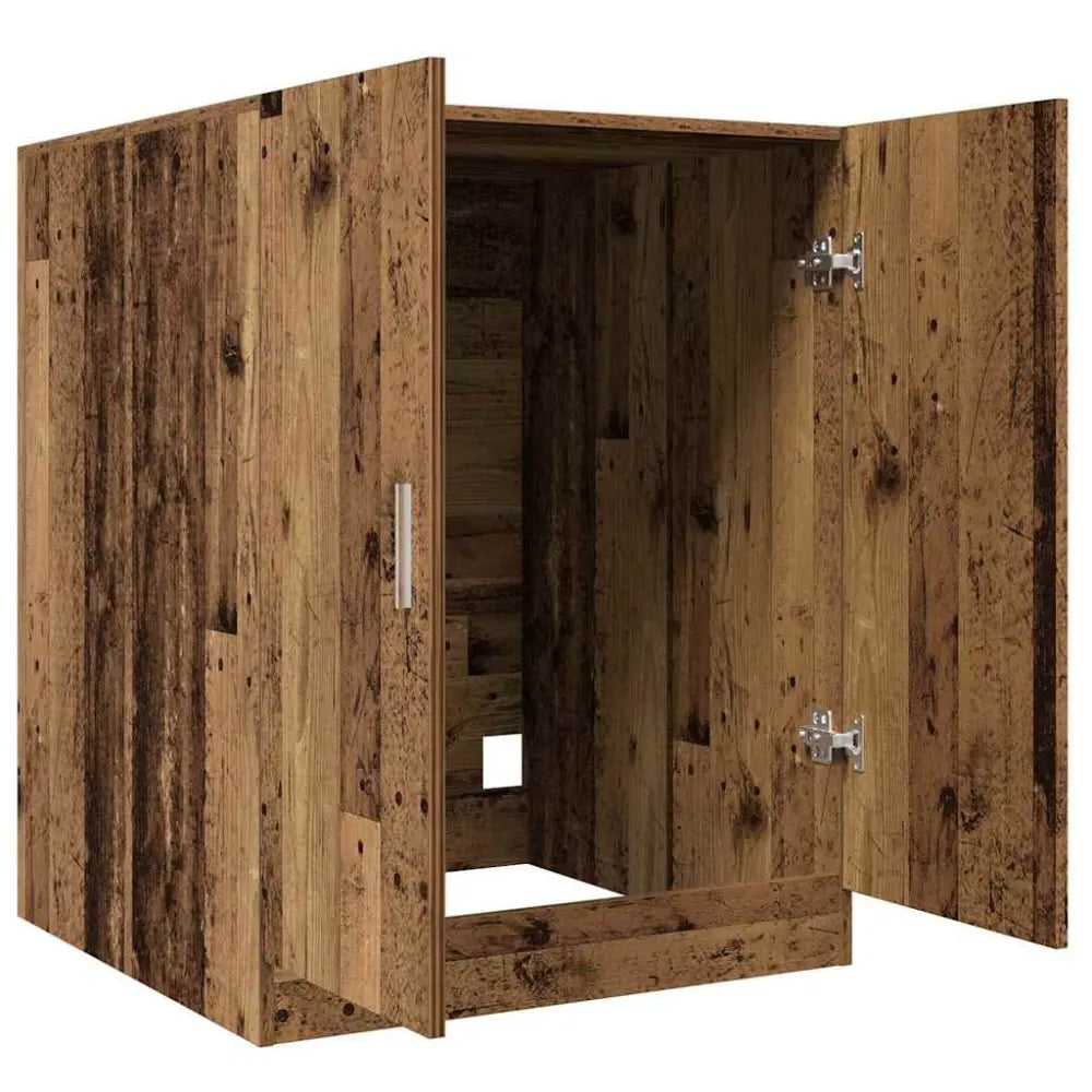 open houten kast - Wasmachine ombouw kleur oud hout