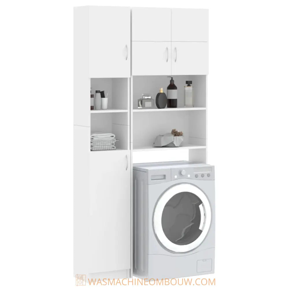 wit opslag eenheid - Wasmachine ombouw set bewerkt hout wit