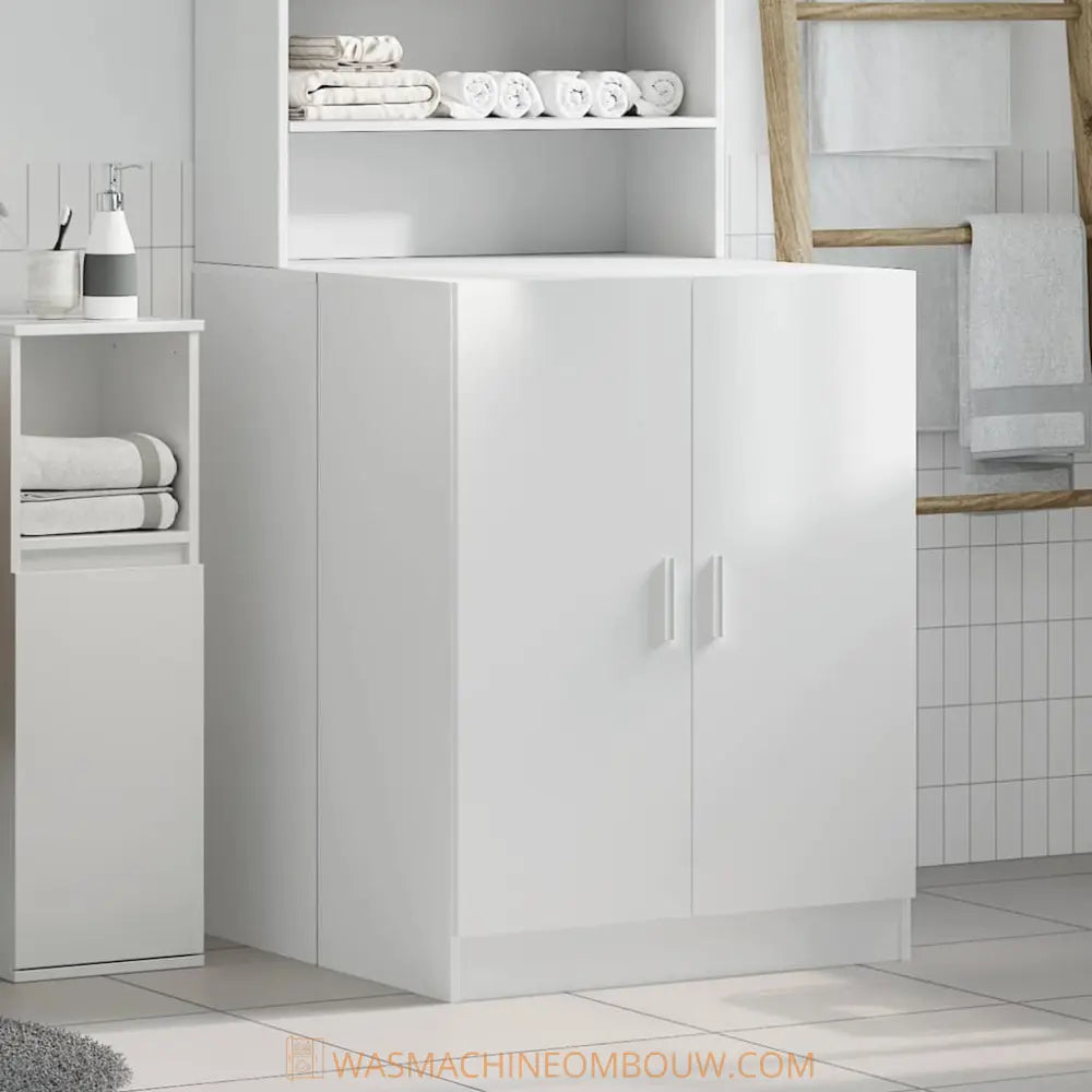 wit badkamer opslag kast - Wasmachine ombouw wit