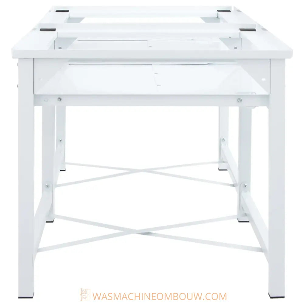 wit metaal tabel frame - Wasmachine verhoger dubbel met uittrekbare planken wit