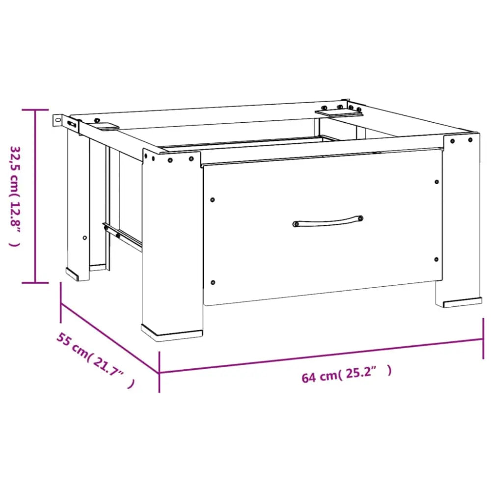 rechthoekig houten tabel frame lade - Wasmachine verhoger met lade wit 64 x 55 x 32,5