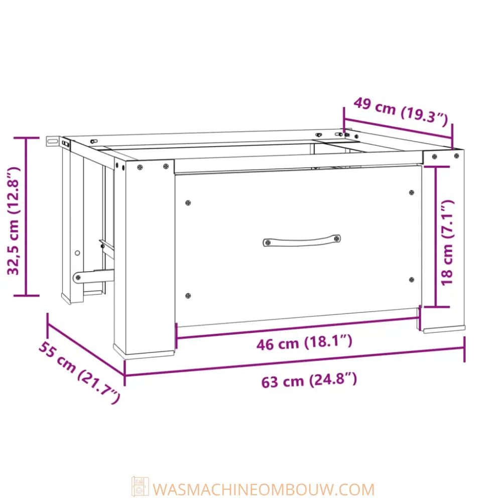 houten tabel frame lade afmetingen - Wasmachine verhoger met lade wit