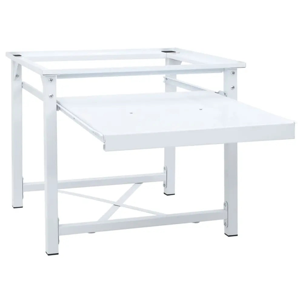 wit metaal tabel frame uittrekbaar - Wasmachine verhoger met uittrekbaar schap wit 60 x 56 x 52