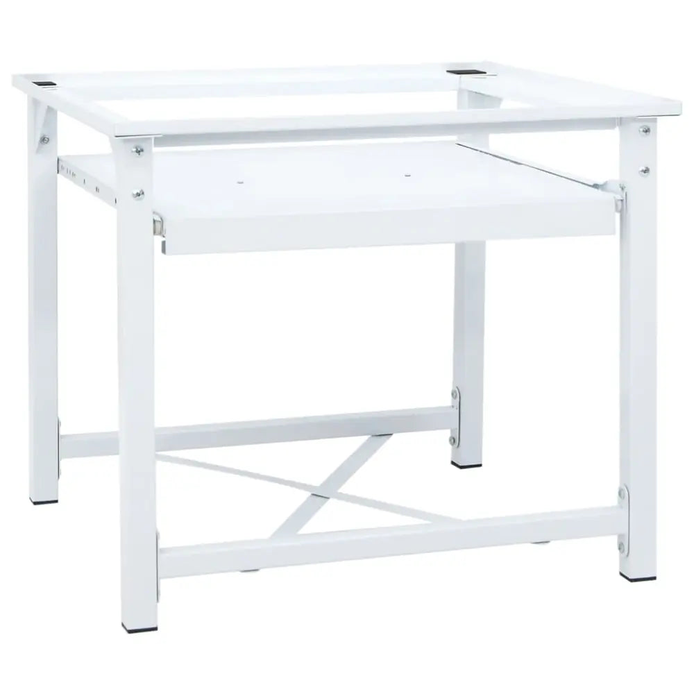 wit metaal machine stand - Wasmachine verhoger met uittrekbaar schap wit 60 x 56 x 52